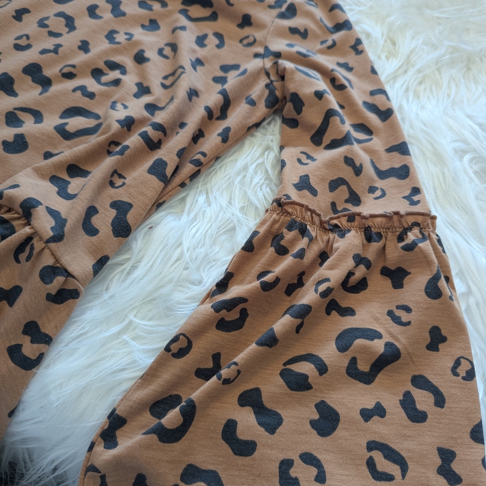 Simply Southern Brown Leopard Print Blouse XXL Ruffles - Picture 4 of 10